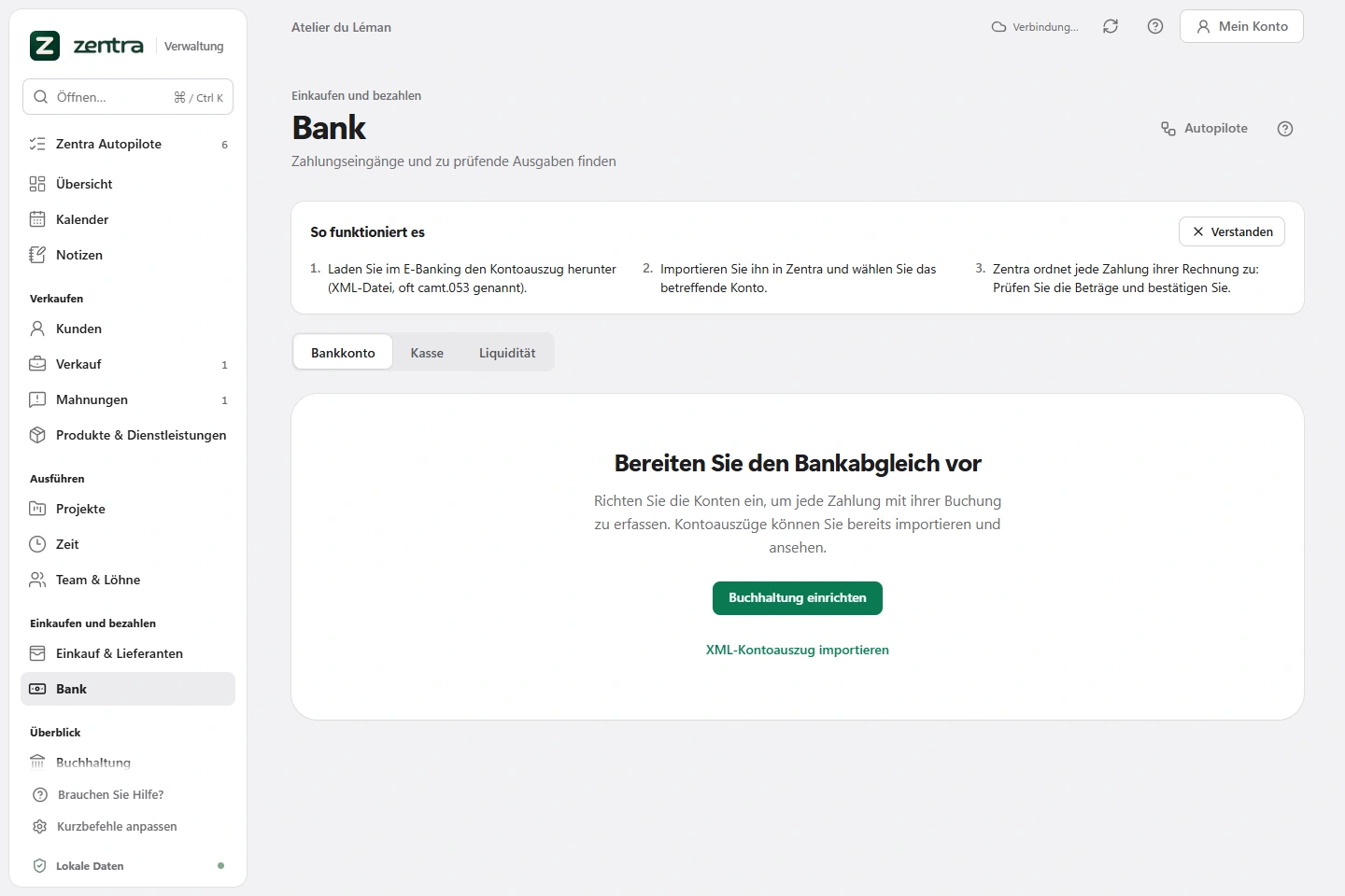 Der Bankabgleich in Zentra