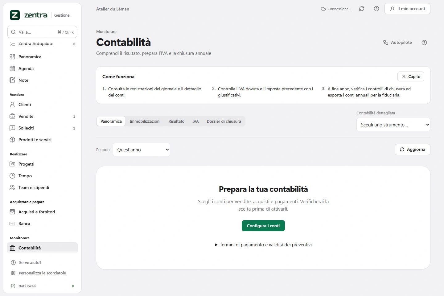 La contabilità in Zentra